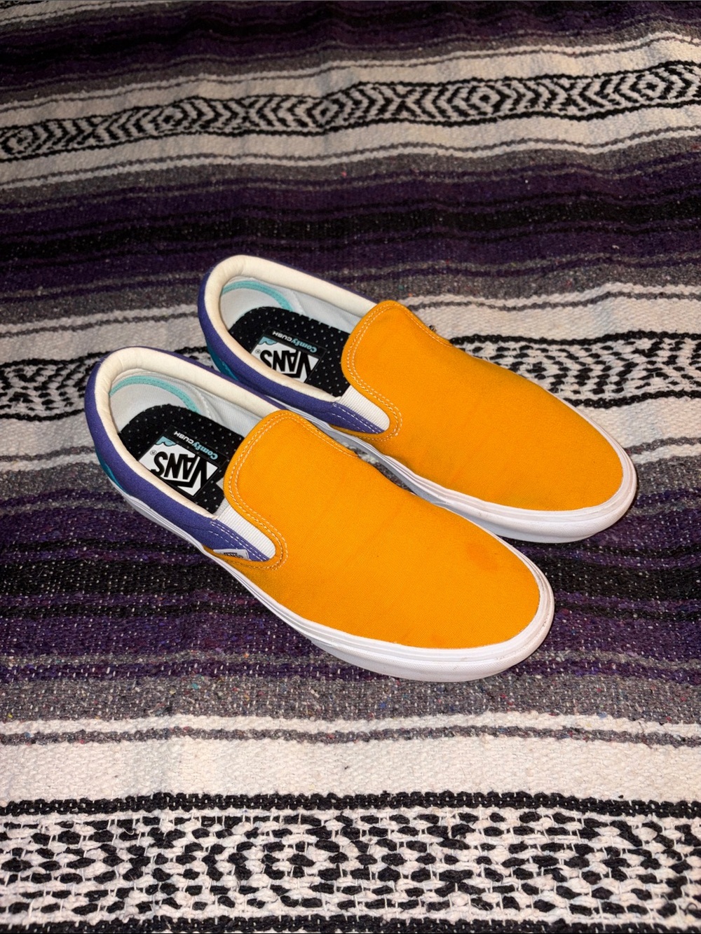 Vans Slip-On Shoes in Orange and Purple Accents